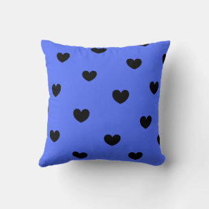 Blue Black Cute Cosy Modern Romantic Chic Heart  Cushion