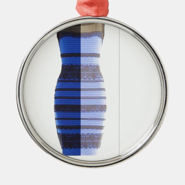 Blue Black Dress White & Gold Split Photo Pic Metal Tree Decoration (Front)