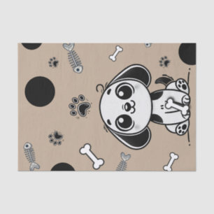 Blue & Black Fish Bones Puppy Dog Birthday Party Tissue Paper