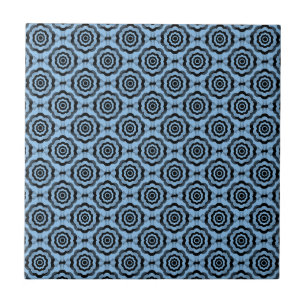 Blue Black Flower Seamless Pattern Ceramic Tile