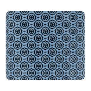 Blue Black Flower Seamless Pattern Cutting Board