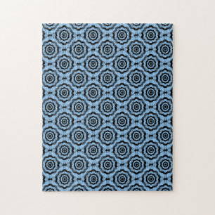 Blue Black Flower Seamless Pattern Jigsaw Puzzle