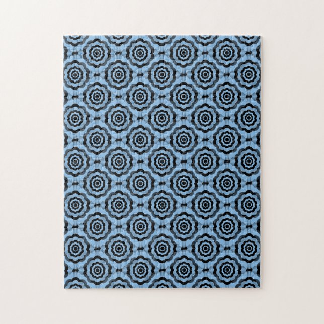 Blue Black Flower Seamless Pattern Jigsaw Puzzle (Vertical)