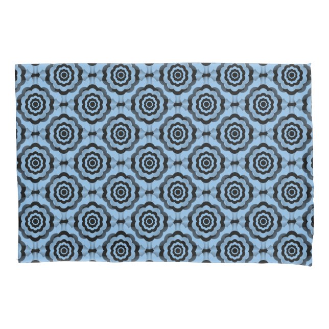 Blue Black Flower Seamless Pattern Pillowcase (Front)