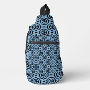 Blue Black Flower Seamless Pattern Sling Bag