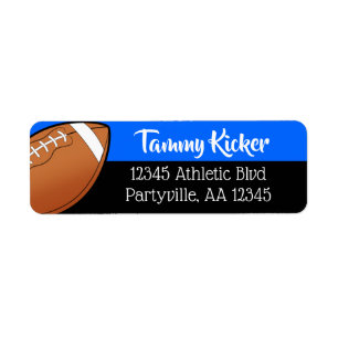 Blue & Black Football Address Return Address Label