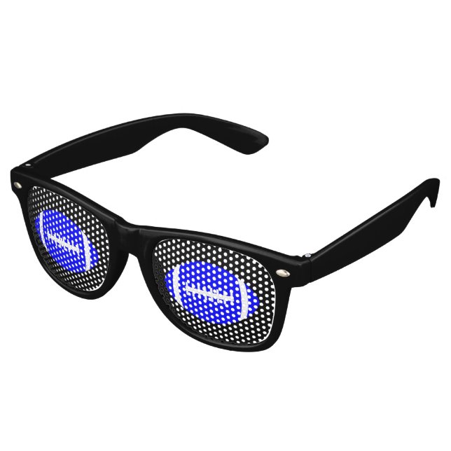 Blue & Black Football Fan Party or Tailgate Sports Retro Sunglasses (Angled)