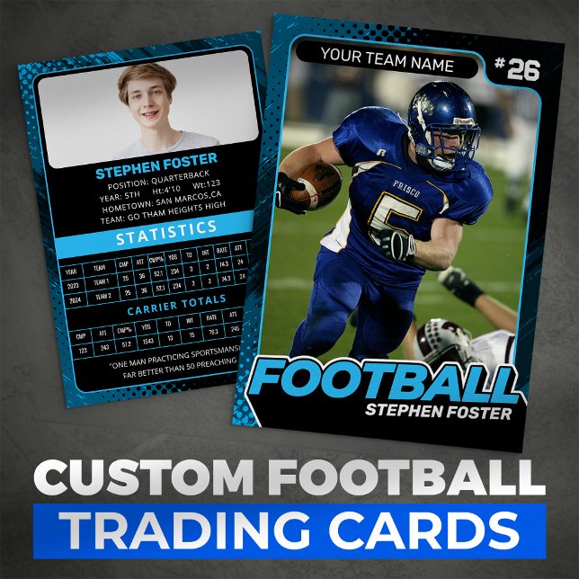 Blue & Black Football Trading Card Custom Player (Creator Uploaded)