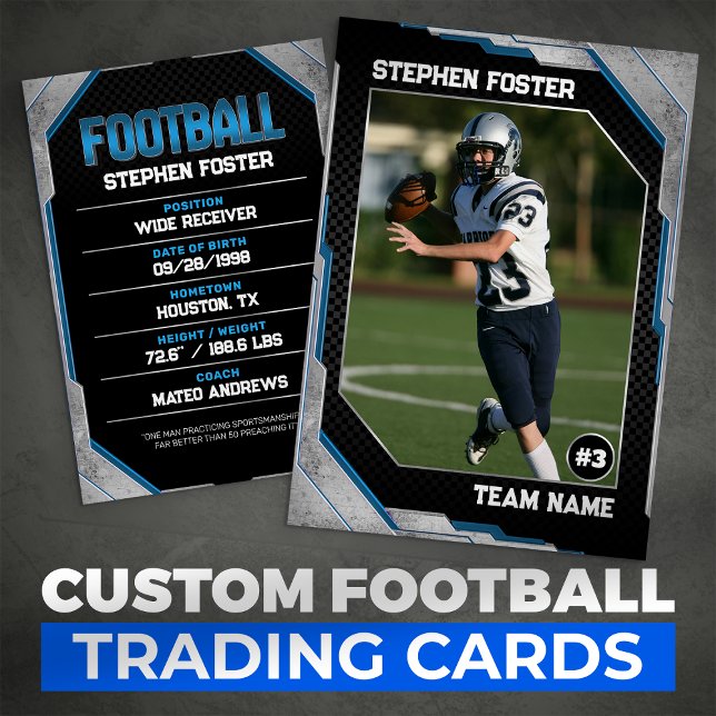 Blue & Black Football Trading Card Football Player (Creator Uploaded)