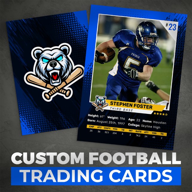 Blue & Black Football Trading Card Player Photo (Creator Uploaded)