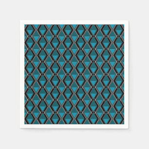 blue black geometric pattern art deco napkin
