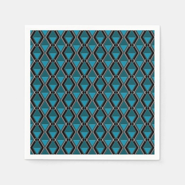 blue black geometric pattern art deco napkin (Front)