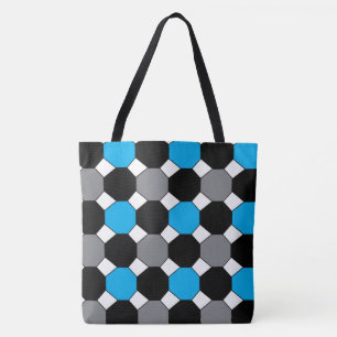 Blue Black Geometric Pattern Tote Bag