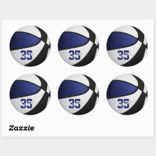 blue black girls boys basketball team colours classic round sticker