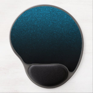Blue & Black Glitter Modern Trendy Glam Glamour Gel Mouse Pad
