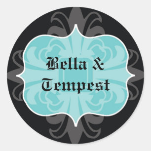 Blue black goth punk name tag wedding favour