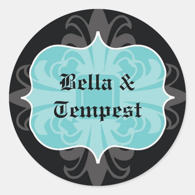 Blue black goth punk name tag wedding favour (Front)