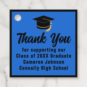 Blue Black Graduate Personalised Graduation Party Favour Tags