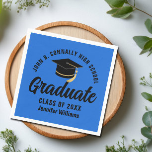 Blue Black Graduate Personalized Graduation Party Napkin