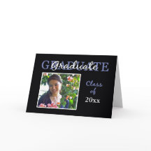 Blue/Black Graduation Party Invitation/Photo Card