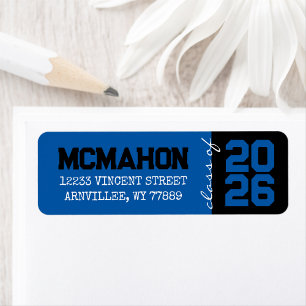 Blue & Black Graduation Return Address Labels