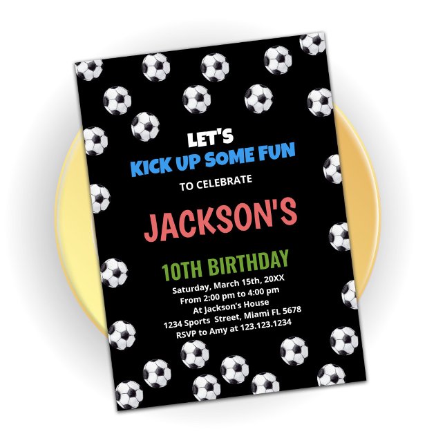 Blue Black Green Soccer Birthday Invitations (Creator Uploaded)