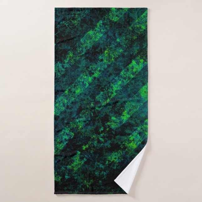 Blue black green striped background with blur, gra bath towel (Bath Towel)