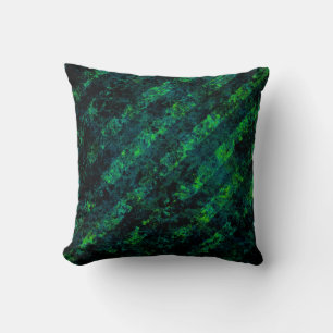 Blue black green striped background with blur, gra cushion
