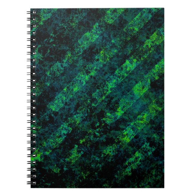 Blue black green striped background with blur, gra notebook (Front)