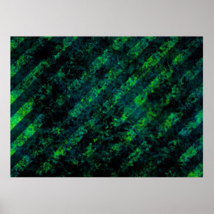 Blue black green striped background with blur, gra poster