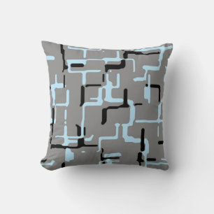 Blue Black Grey Abstract Pattern Cushion