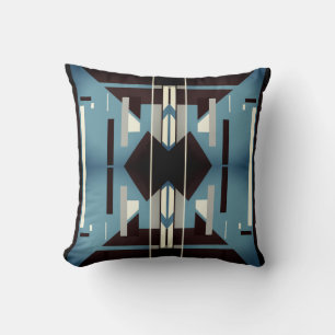 Blue Black Grey Beige Mediterranean Symmetrical Cushion
