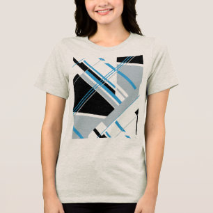 Blue Black Grey Modern Art MCM-inspired Abstract Tri-Blend Shirt