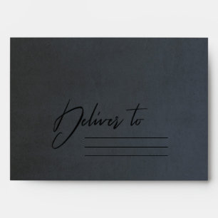 BLUE BLACK GREY VELVET GOLD BRUSH STROKE ADDRESS ENVELOPE