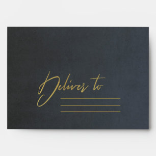 BLUE BLACK GREY VELVET GOLD BRUSH STROKE ADDRESS ENVELOPE