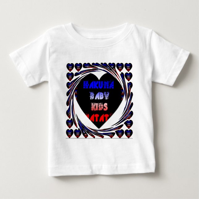 Blue Black Hakuna Matata Baby Kids Design.png Baby T-Shirt (Front)
