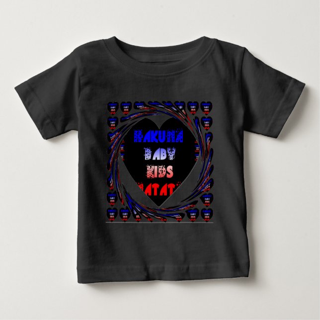 Blue Black Hakuna Matata Baby Kids Design.png Baby T-Shirt (Front)
