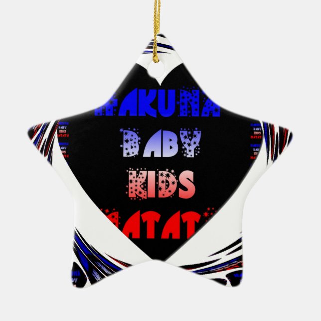 Blue Black Hakuna Matata Baby Kids Design.png Ceramic Ornament (Front)
