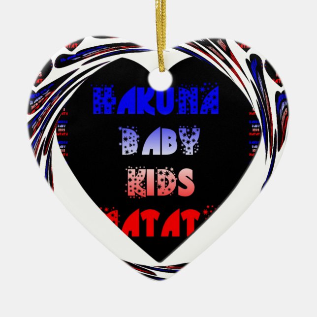 Blue Black Hakuna Matata Baby Kids Design.png Ceramic Tree Decoration (Front)