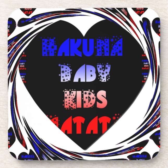 Blue Black Hakuna Matata Baby Kids Design.png Coaster (Front)