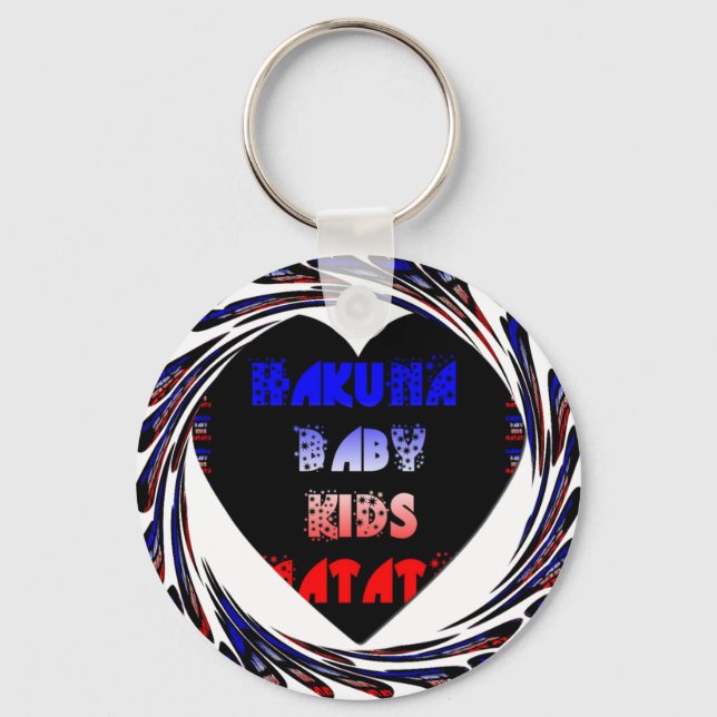 Blue Black Hakuna Matata Baby Kids Design.png Key Ring (Front)
