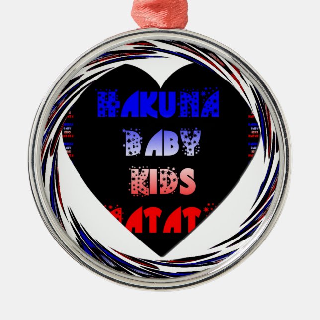Blue Black Hakuna Matata Baby Kids Design.png Metal Ornament (Front)