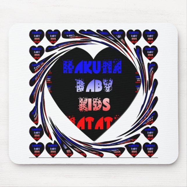 Blue Black Hakuna Matata Baby Kids Design.png Mouse Pad (Front)