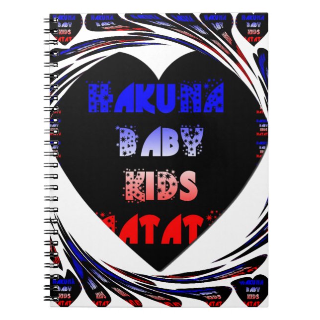Blue Black Hakuna Matata Baby Kids Design.png Notebook (Front)