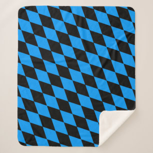 Blue Black Harlequin Diamonds Checkers Design Sherpa Blanket