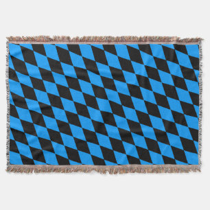 Blue Black Harlequin Diamonds Checkers Design Throw Blanket