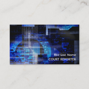 Blue black high tech Court Reporter business cards