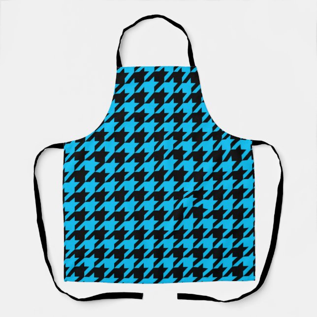 Blue Black Houndstooth Check Apron (Front)