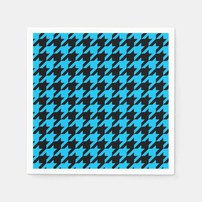 Blue Black Houndstooth Check Napkin (Front)