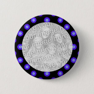 blue black Kaleidoscope pattern photo fame 6 Cm Round Badge